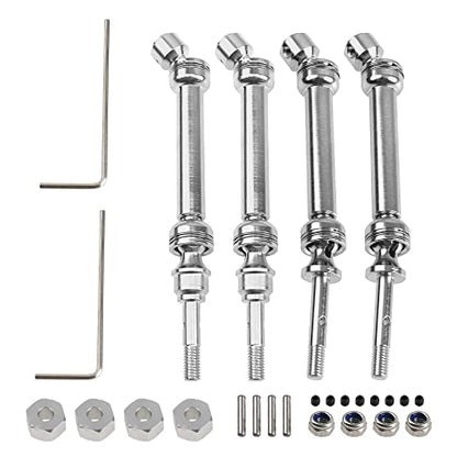 2Pairs ShareGoo Front & Rear Steel Drive Shaft Transmission Axle Compatible with Traxxas Slash 4X4 Nitro Rustler VXL Stampede 4X4 1/10 RC Car Truck (Silver) - color: Silver