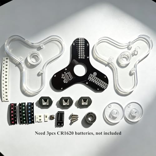 ISolderStore Soldering Practice Kit 3 Leaves Fidget Spinner Soldering Project Electronics Kit LED Flashing Light DIY Electronic Board, STEM Soldering Project for Hobbyists, Engineers, and Students