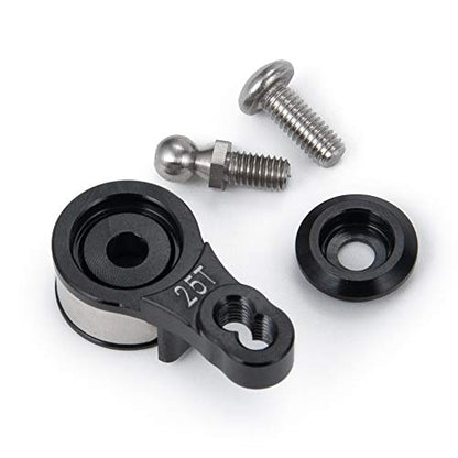 2PCS Alloy 25T Steering Servo Arm Horn, Black | Upgrade Parts, For 1/10 RC Tra-xxas TRX-4, Crawler Car - color: Black