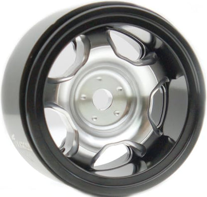 RC 1.0 Beadlock Wheels Offsets -2 Aluminum Rims for AX24 1/18 TRX4M All 1/24 Scale SCX24 Deadbolt RC Crawler Car Wheels Upgrades 4Pc (Silver & Black) - color: Silver & Black