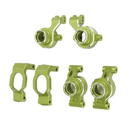 RC Rear Axle Hub Set, Durable Aluminum Alloy Minimizes Backlash and Friction, Steering Cup for 1/10 Scale RC Cars, for RC Enthusiasts Racers Off-Road Racing and Hobbyist Builds - color: Green