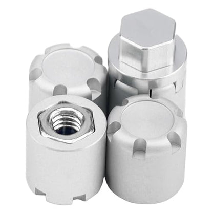 4PCS RC M4 Wheel Hex Nuts with Tools,CNC Aluminum RC Car Dustproof Wheel Rim Center Cap Hub Suit for TRX4 Axial SCX10 Redcar D90 Tamiya Etc 1/10 RC Crawler Car Upgrades (Silver) - color: Silver