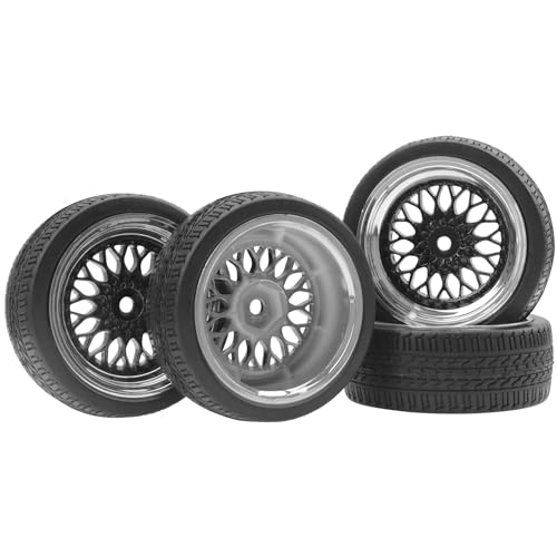 ShareGoo RC 1/10 On Road Tires & Wheel 12mm Hex Plastics Rims Compatible with Tamiya TT01 TT02 Kyosho Sakura D3 Traxxas 4Tec 2.0 1/10 RC On Road Racing & Touring Car (OD 66mm) - color: Od 66mm