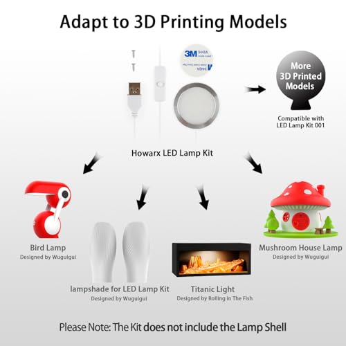 10 Set 3D Printer LED Lamp Kit 001, Compatible with Bambu lab H2D/A1/A1mini/P1S/P1P/X1C Makerworld Maker's Supply Hardware kit 5V USB Powered, 3000K Warm Light - size: 3000K Warm Light