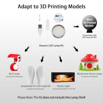 10 Set 3D Printer LED Lamp Kit 001, Compatible with Bambu lab H2D/A1/A1mini/P1S/P1P/X1C Makerworld Maker's Supply Hardware kit 5V USB Powered, 6000K Cool White Light - size: 6000K Cool White Light