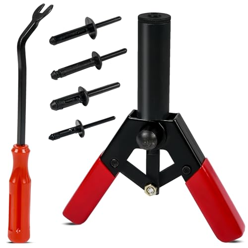OTUAYAUTO 82Pcs Plastic Rivet Gun Set | 80Pcs 4 Sizes Nylon Blind Rivets and 2Pcs Bonus Fastener Removal Tool, Hand Riveter Suitable for Automotive - size: 80Pcs 4 Sizes Clips with 2 Remover