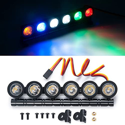 RC Car LED Light Bar Headlight Roof Lamp Kit 6 LEDs Body Shell Roof Lights for TRX4 SCX10 90027 SCX10 II 90046 D90 1/10 RC Rock Crawler Car Upgrades (Multicolor) - color: Multicolor