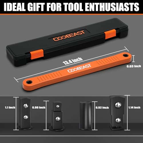 3/8" Offset Extension Wrench Impact Ready Socket Wrench Extender Tool | Versatile 1/4",3/8", 1/2" Square Drive Adapters,Universal Extensions Wrench,0° Swing Extender,for Small Place - color: Orange