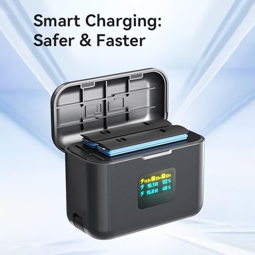 Yunseity Two Way Battery Charger for 360 X4 Air Fast Charge Station with LCD Screen 36W Dual Port Charging Compact Size for Outdoor Creators