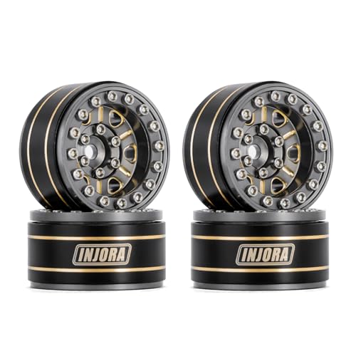 INJORA Brass 1.0 Beadlock Wheel- Negative Offset 3.15mm Wheels for 1/18 TRX4M SCX24 Gladiator Bronco C10 JLU Deadbolt Axial 1/24 Crawler(Grey) - color: Grey