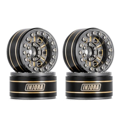 INJORA Brass 1.0 Beadlock Wheel- Negative Offset 3.15mm Wheels for 1/18 TRX4M SCX24 Gladiator Bronco C10 JLU Deadbolt Axial 1/24 Crawler(Grey) - color: Grey