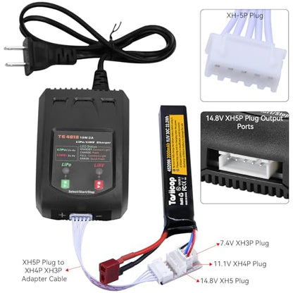 LiPo Battery Charger - 2S 3S 4S RC Car Batteries Balance Chargers 18W 2A for LiPo(7.4-14.8V) LiHV(8.7-17.4V) with XH3P XH4P XH5P Plug for RC Battery Boat Airplane Truck Quadcopter Airsoft