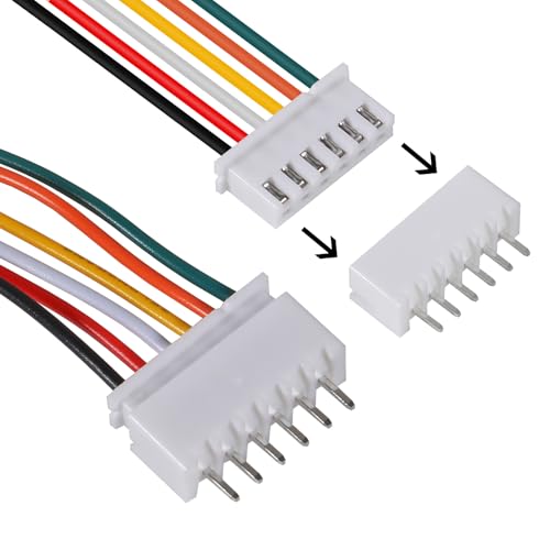 10Pairs JST-XH Connector Kit, XH 2.54mm 6 Pin Header Male and Female Connectors Plug Adapter with Flat Wire Cable 200mm 26AWG Compatible with JST XH (6P) - color: 6P