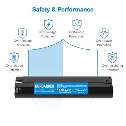Upgraded 2Pack 4500mAh Ni-MH 9000 Battery for Makita 9.6V 9000 9033 6095d | da391d kr23/43 9600 6096d 9001 9002 192696-2 193890-9 632007-4