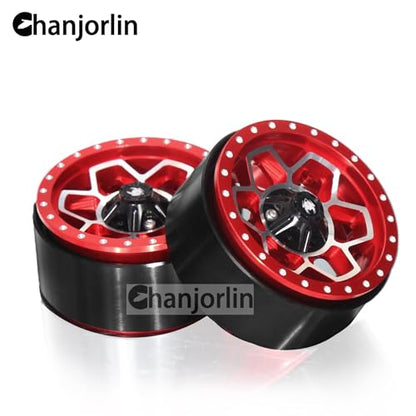 1.9 RC Beadlock Wheels Rims Aluminum Heavy Duty 1/10 Crawler Wheel Hubs For 1:10 Rock Crawler Car Axial SCX10 I II III 90046 TRX4 TRX6 VS4-10 CC01 D90 RC4WD Redcat Gen8 1.9" Tires (Red) - color: Red