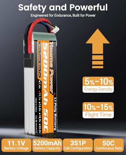 3S LiPo Battery 5200mAh Shorty 11.1V 50C RC Battery with Tr Plug Soft Case for 1/8 1/10 Scale RC Car Truck Vehicle Tank Buggy Truggy Boat Drone Airplane (2 Packs)