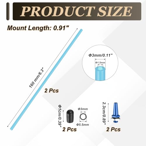 uxcell 160mm Plastic Protection Antenna Tube, RC Antenna Tube with Mount and Cap for RC Car Boat Drone Receiver(Blue, 2 Pcs) - color: Blue, size: 160mm