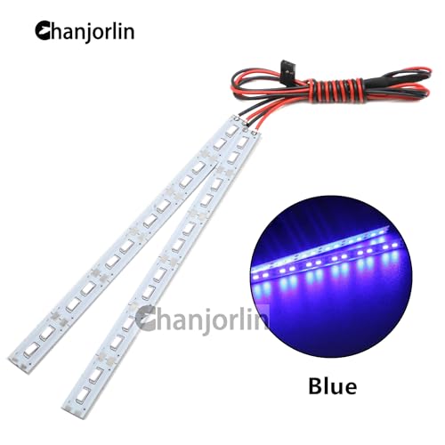 RC Car 24 LEDs Chassis Lights Strip Aluminum LED Lamp 6V Accessories for 1/8 1/10 1/16 RC Truck Tank Crawler Buggy Car HPS HPI Tamiya SCX24 TRX4 TRX6 Slash Rustler Redcat 4WD (Blue) - color: Blue