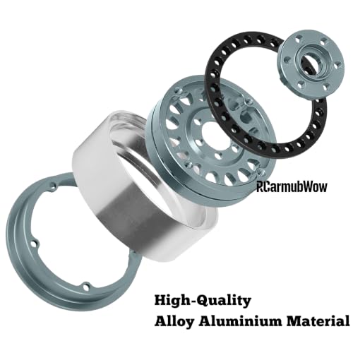 1.9" Aluminum Alloy Beadlock Wheels & Tires 4PCS, RC Wheel Rim Rubber Tire Set Compatible with 1/10 SCX10 90046 AX103007 SCX10 II III TRX4 Gen7 Gen8 RC Crawler Car,Titanium - color: Titanium(4pcs)