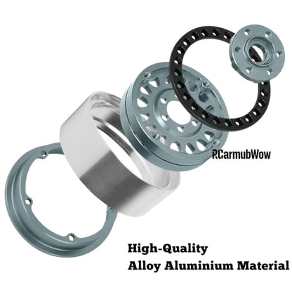 1.9" Aluminum Alloy Beadlock Wheels & Tires 4PCS, RC Wheel Rim Rubber Tire Set Compatible with 1/10 SCX10 90046 AX103007 SCX10 II III TRX4 Gen7 Gen8 RC Crawler Car,Titanium - color: Titanium(4pcs)