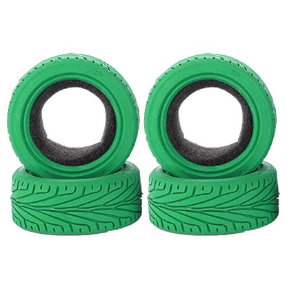 1/10 RC On-Road Car Tyres,WONFAST 4PCS 65mm Grain Drift Rubber RC Tire Replacement for 1/10 RC On Road Run-flating Racing Car for HSP Tamiya HPI Kyosho (Green) - color: 65mm-Green