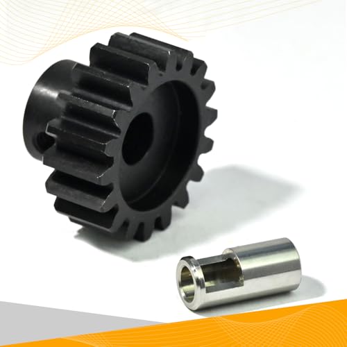 M1.5 18T Pinion Gear 8mm Bore with 8mm to 5mm Shaft Adapter Sleeve, Chromium Steel Motor Gear with Set Screw & Hex Key for Traxxas ARRMA Losi 1/5 1/8 RC Cars - size: 18T