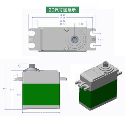 15KG RC Servo Motor Steering Servo Metal Gear Waterproof with 25T Servo Horn for RC Car Truck Boat Helicopter Model Parts, Control Angle 180° (Green-15kg) - color: Green-15kg