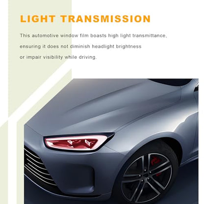 Car Headlight Vinyl Film, 48"×11.8" Self-Adhesive Car Headlight Tint Sticker with Squeegee & Cutter, Waterproof Wrap Film Roll for Vehicle Headlights Taillights Fog Lights (Red) - color: Red
