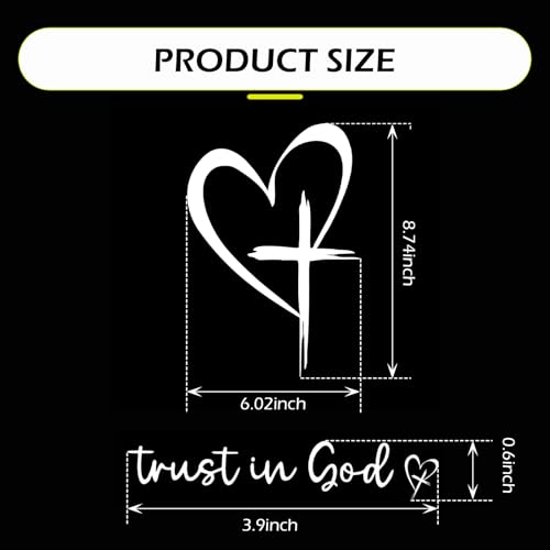 3 PCS Love Cross Rearview Mirror Window Sticker, Trust in God Waterproof Rear Windshield Body Decorative Sticker, DIY Tuning Accessory for Most Cars Trucks SUVs (White)