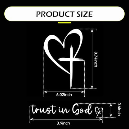 3 PCS Love Cross Rearview Mirror Window Sticker, Trust in God Waterproof Rear Windshield Body Decorative Sticker, DIY Tuning Accessory for Most Cars Trucks SUVs (White)