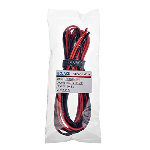 BOJACK 14 Gauge Silicone Wire 10 feet red and 10 feet Black Flexible 14 AWG Stranded Copper Wire(Pack of 1 Pair) - size: 14 AWG silicone wire 10ft red and 10ft black
