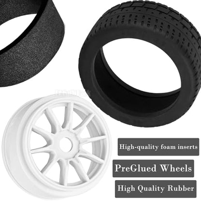 RC Highway Tires Wheel for 1/8 Typhon 6s BLX,1/7 Infraction 6S BLX/Limitless,RC Drift Off Road Buggy Rally Truck Wheels and Tires,4PCS RC High Speed Wheel Highway Rubber Tires,White - color: White - (4pcs High Speed Wheel)