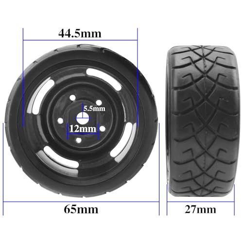 ShareGoo RC 1/10 Scale On Road Tires OD2.55 Rubber & Wheel Rims 12mm Hex Compatible with Traxxas 4 Tec 2.0 Tamiya TT01 XV01 Kyosho WR8 Sakura WLtoys HPI 1/10 RC On Road Racing Car