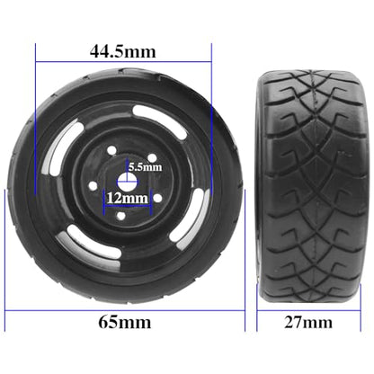 ShareGoo RC 1/10 Scale On Road Tires OD2.55 Rubber & Wheel Rims 12mm Hex Compatible with Traxxas 4 Tec 2.0 Tamiya TT01 XV01 Kyosho WR8 Sakura WLtoys HPI 1/10 RC On Road Racing Car