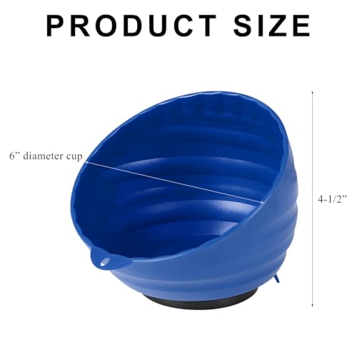 Magnetic Nut Cup, Curved Magnetic Parts Tray Bolts Organizer Holds Up to 5 Pounds, Multi-Use Nuts Screws Bowl Small Parts Tray Attaches to Metal Surface, Car Accessories (Blue) - color: Blue