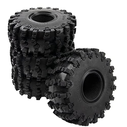 4Pcs ShareGoo Rubber 2.2" Crawler Mud Terrain Tires Super Grip Soft Tyre OD 148mm Compatible with Axial SCX10 90047 D90 TF2 Tamiya CC01 Traxxas TRX4 1/10 RC Rock Crawler Rims Beadlock
