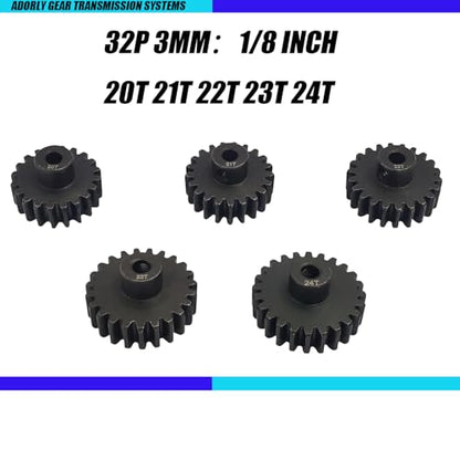 Steel 32P Pinion Gear 3mm Shaft 20T 21T 22T 23T 24T for Traxxas Slash Rustler Hoss Bandit Stampede Nitro Trx4 Trx6 Mini Max Xrt Motor Pinion Upgrades Parts