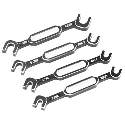 RC Car Wrench, 3.0 to 6.0mm Aluminum Alloy Turnbuckle Nut Ball Joint Remover Wrench Set, with Lightweight Durable Construction for Adjusting Ball Joints, Pull Rods, and Push Rods (Black) - color: Black