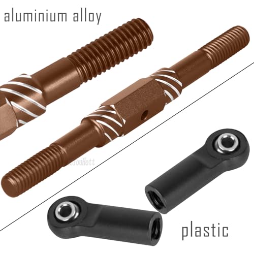 RC Aluminum Turnbuckles Camber Links Upgrades Part for 1/10 Slash/Rustler/Stampede/Hoss,1/8 Jato 4X4 4WD VXL,Turnbuckles Camber Links Hops Up,Bronze (#9027#9028#9029) - color: Bronze-(for 1/10）