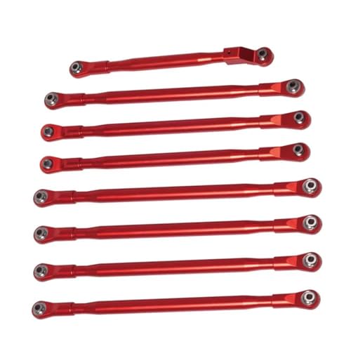 RC Tie Link Rods Compatible with Axial SCX6 for JLU 1/6 RC Crawler Car Upgrade Parts 8Pcs Metal Links Bar Suspension Linkage Set with Metal Rod End(Red) - color: Red