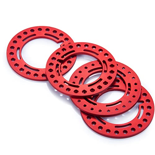 RCLIONS 4pcs Aluminum 2.2inch RC Beadlock Wheel Rim Replacement Ring for 1/10 RC Crawler Car 2.2" Wheels (Red) - color: Red