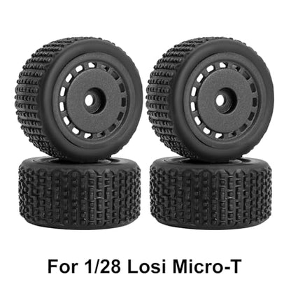 Pre-Mounted Pin Buggy Tires and Wheels Rims Hub Tires Set for 1/24 Losi Micro-B 1/28 Losi Micro-T Wltoys 244016 Upgrade Part (Black Micro-T) - color: Black Micro-t