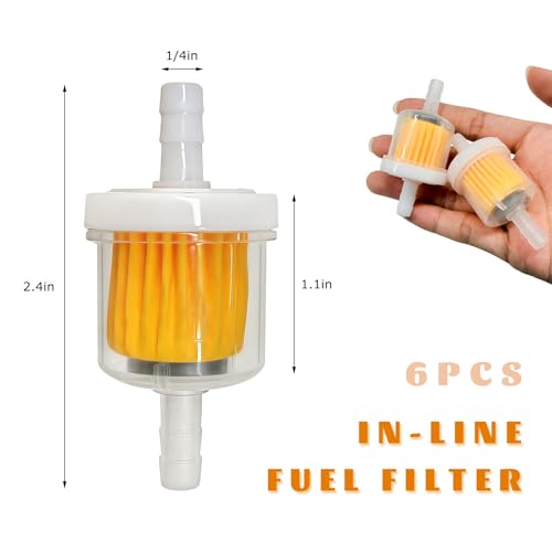 6 PCS Gas Inline Fuel Filters, 1/4 Inch Inline Auto Engine Fuel Filter Replacement with Magnet, Transparent Plastic Gas Filters Universal for Motorcycles Bikes Scooters ATVs
