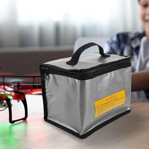 OSALADI Explosionproof Lithium Battery Storage Bag Silver with Large Capacity for Rc Car and Drone Battery Safety Pouch Fireproof Guard Pouch Charging and Transport