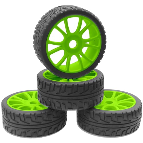 ShareGoo 1/8 RC Buggy Off Road Tires and Wheels Rim 17mm Drive Hex Compatible with Arrma Typhon Kyosho Losi VRX Redcat Tamiya HPI 1/8 RC Off Road Buggy (Green) - color: Green