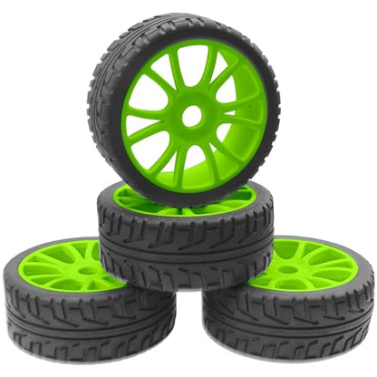 ShareGoo 1/8 RC Buggy Off Road Tires and Wheels Rim 17mm Drive Hex Compatible with Arrma Typhon Kyosho Losi VRX Redcat Tamiya HPI 1/8 RC Off Road Buggy (Green) - color: Green