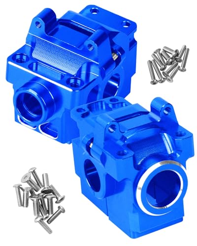 Gearbox Transmission Case Upgrades Parts Aluminum Front Rear Wave Box Gearbox for 1/10 Slash/Rustler/Stampede/Hoss VXL 4X4 4WD,Replace #6880#6881,Navy Blue - color: Navy Blue(upgrades Parts)