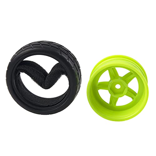 5-Spoke 12mm Hex Hub Wheel Rims & Rubber Tires Compatible with HSP Tamiya HPI Kyosho 1/10 On-Road Touring Car,WLtoys 1/14 144001 Traxxas 1/16 Slash RC 1/18 A959B Buggy (Green)