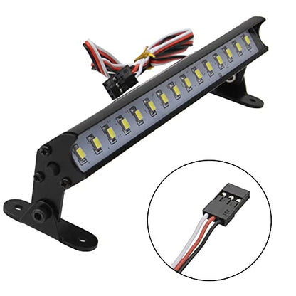 5.51" RC 15Led LED Light Bar Kit Roof Lamp Body Shell Roof Light Compatible with Traxxas TRX-4 SCX10 Wraith 90046 D90 SCX10 II CC01 Redcat Gen7 Gen8 1/10 RC Crawler Car Truck (White)