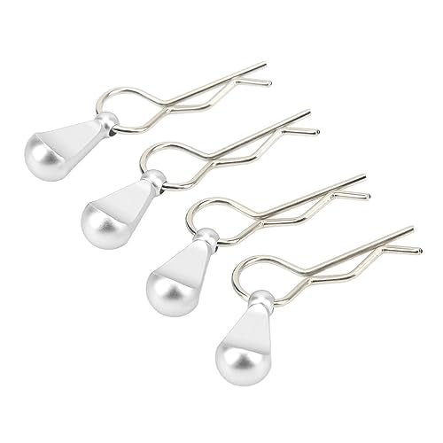 4Pcs Metal RC Car Body Clips with Pull Tabs for 1/8 1/10 Remote Control Car Upgrade Parts (Silver) - color: Silver